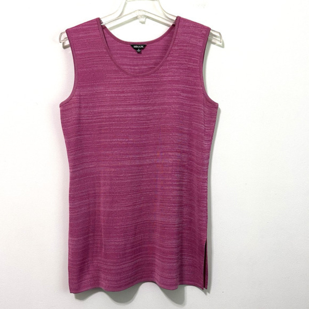 Misook Knit Tank Top M Heathered Pink Sleeveless Pullover Scoop Knit Layer Work